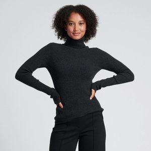 Naadam Gray 100% Cashmere Ribbed Turtleneck | Size Medium